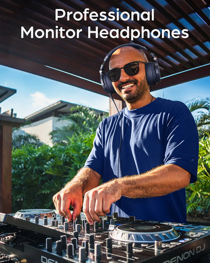 OneOdio Monitor 60 Wired HiFi Headphones Professional Studio DJ Headphones with 50mm Driver, Stereo Over Ear Headset, Detachable Cable & Microphone