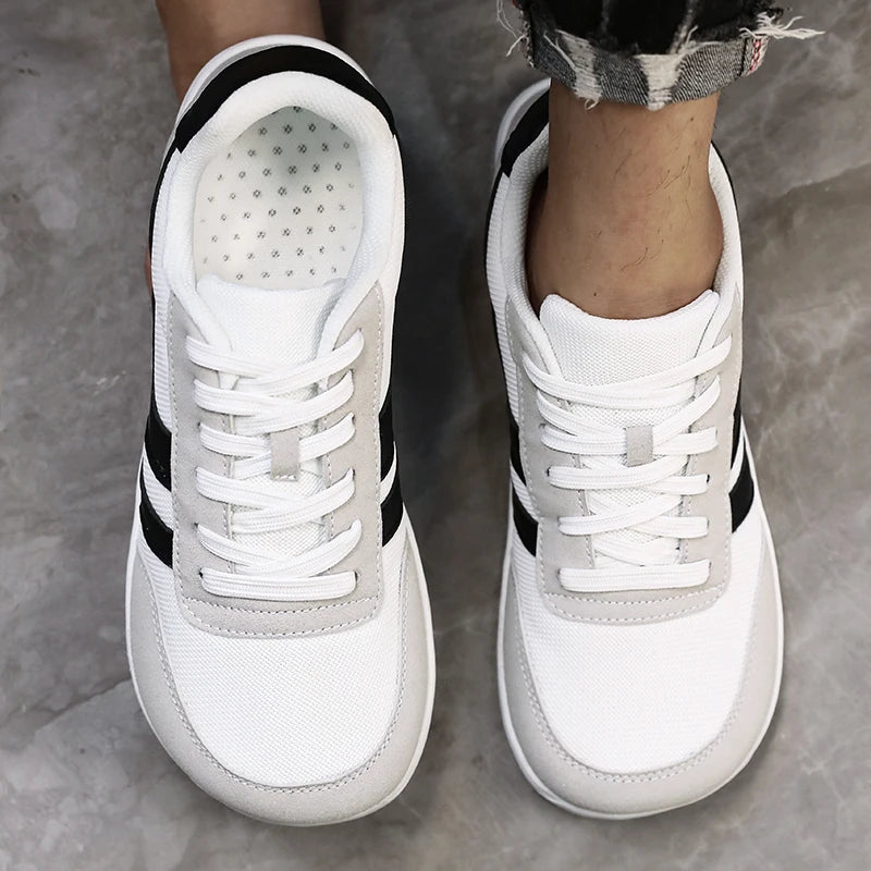 Herresneakers med bred tåboks, barfodssko, minimalistiske, åndbare og komfortable udendørs gåsko, sporty casual blå sko 2025