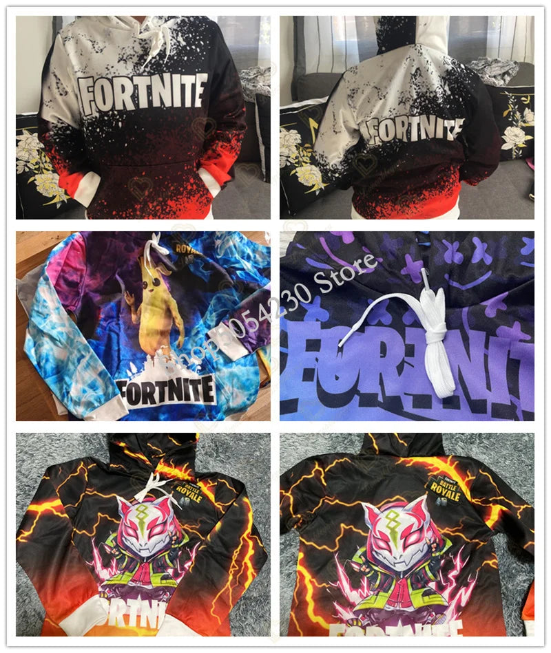 3D-tulostettu Llama Fortnite -huppari Battle Royale -sarjakuvatyylinen collegepaita miehille ja naisille, pelisankarihuppupaita teineille