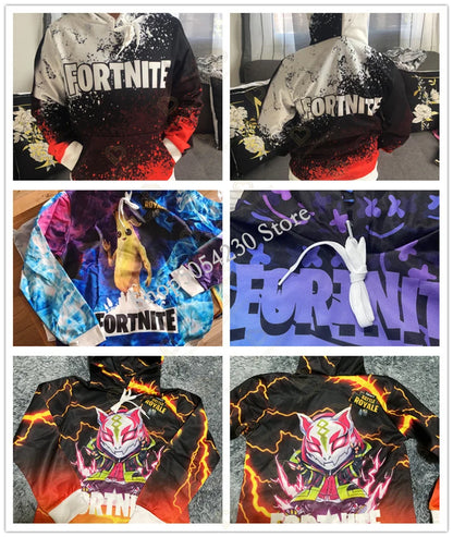 3D-tulostettu Llama Fortnite -huppari Battle Royale -sarjakuvatyylinen collegepaita miehille ja naisille, pelisankarihuppupaita teineille