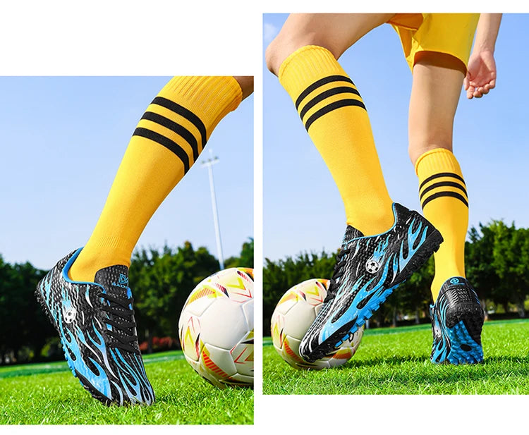 Chaussures de football professionnelles pour enfants et hommes, chaussures de sport à tige basse avec soutien de la cheville, pour jeunes, entraînement et matchs, antidérapantes et durables