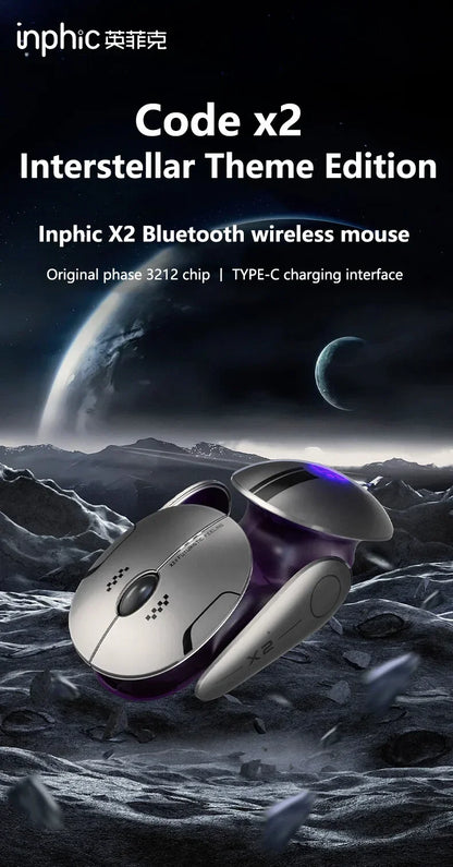 Inphic X2 Tri-Mode Metal Bluetooth Wireless Mouse Silent Rechargeable E-Sports Backlight Gaming PC Laptops Accessories Gift