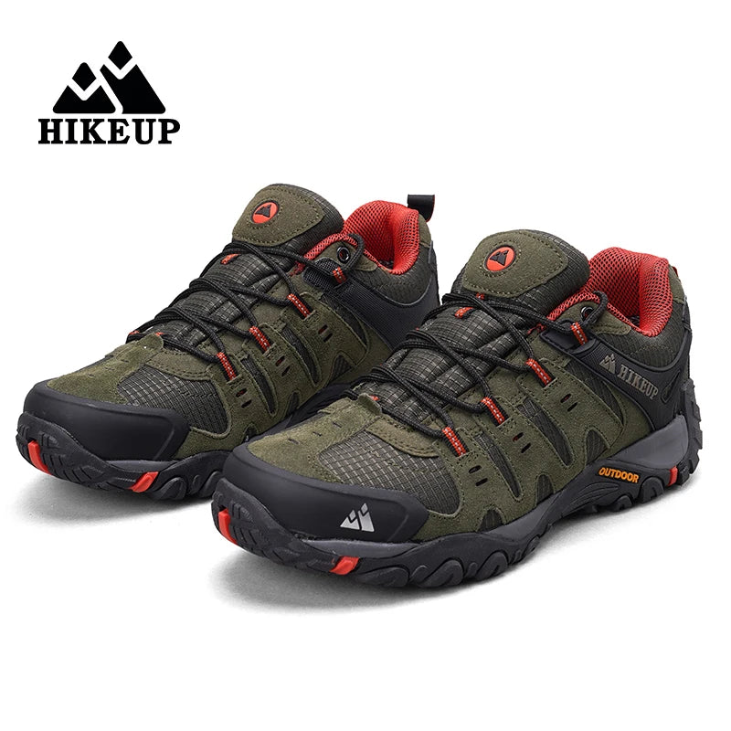 HIKEUP-Chaussures de randonnée en cuir suédé pour homme, baskets d'extérieur résistantes à l'usure, trekking, marche, chasse