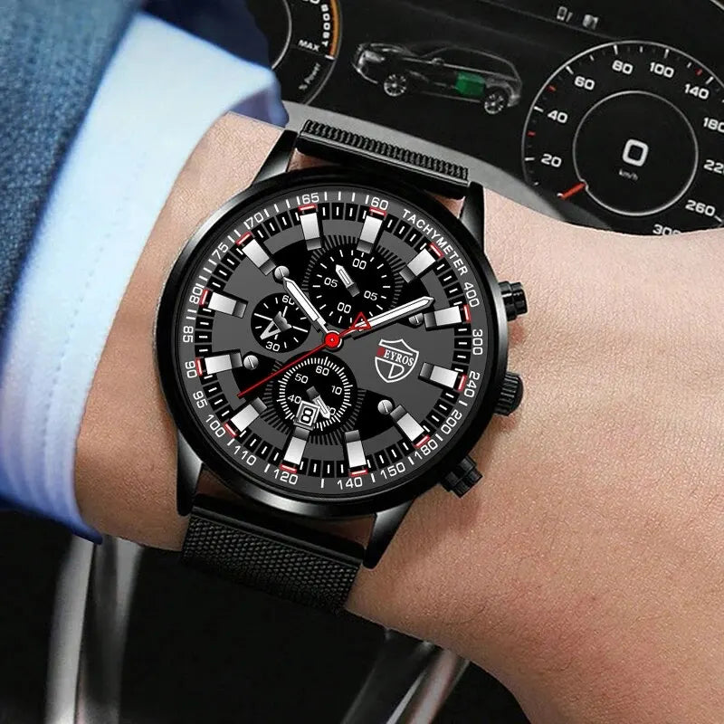 DEYROS Luxury Mens Business Quartz Wristwatch Calendar Fashion Men Casual Sports Watch for Men Gift