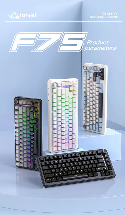 F75 Mechanical Keyboard FREEWOLF * AULA F75 Bluetooth Three-mode Keyboard,Dedicated for Gaming and Office Use