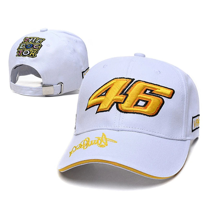 Unisex-Hip-Hop-Baseballcap mit Schriftzug, verstellbar, Nr. 46, F1-Rennsport- und Motorrad-Design, Outdoor-Sport, lässiger Sonnenschutzhut für Herren