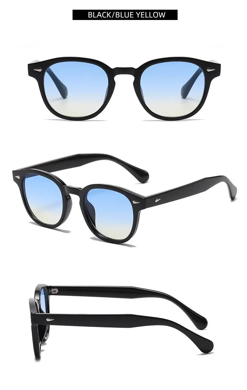JNPCXI New Retro Round Sunglasses Women Yellow Fashion Rivets Decoration Shades UV400 Men Punk Sun Glasses