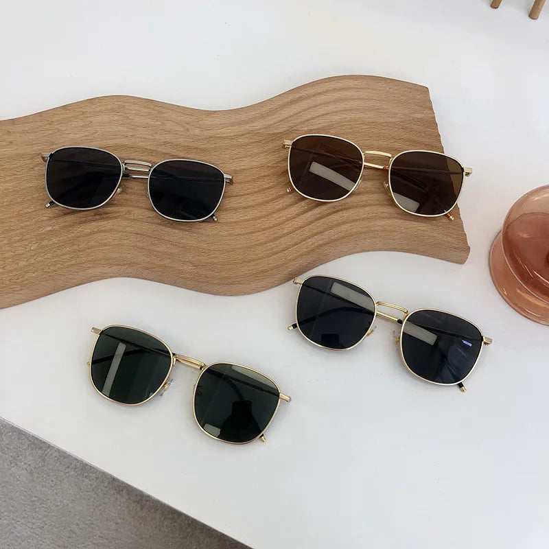 Fashion Metal Square Sunglasses Women Men Stylish Round Sun Glasses Ladies Retro Black Driving Shades UV400