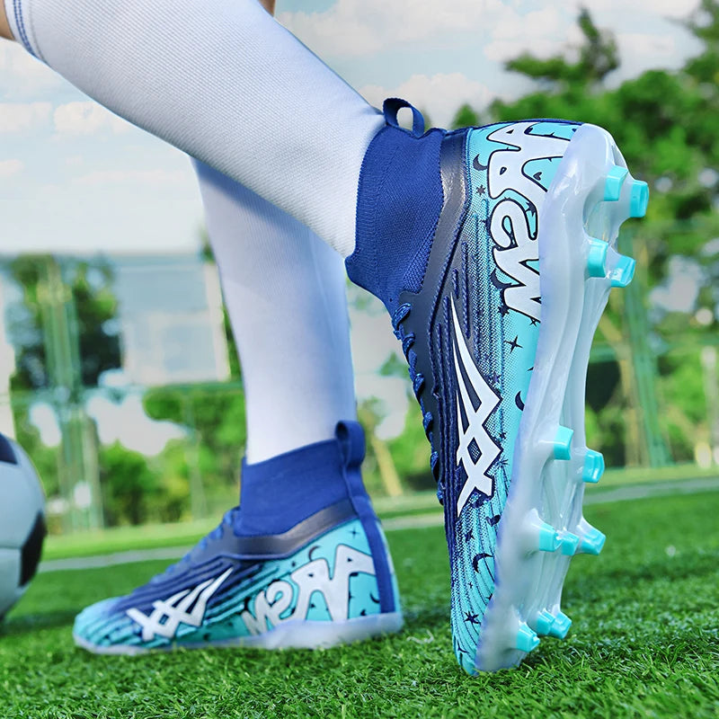 Chaussures de football pour hommes et femmes, chaussures de sport à crampons longs, idéales pour les étudiants, les matchs et l'entraînement.