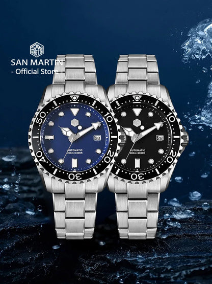 San Martin New 40mm Diver Watch YN55 Enamel Dial Classic Luxury Men Automatic Mechanical Watches Sapphire Waterproof 300m SN0009