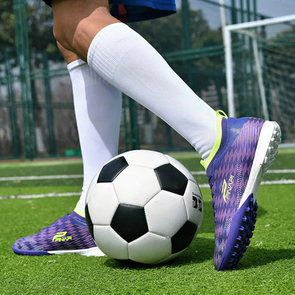 Uudet miesten korkealaatuiset jalkapallokengät, nappulakengät otteluihin, sisäkäyttöön, suosittuihin ulkopeleihin, nurmelle, korkeavartiset futsal-luistamattomat sneakerit