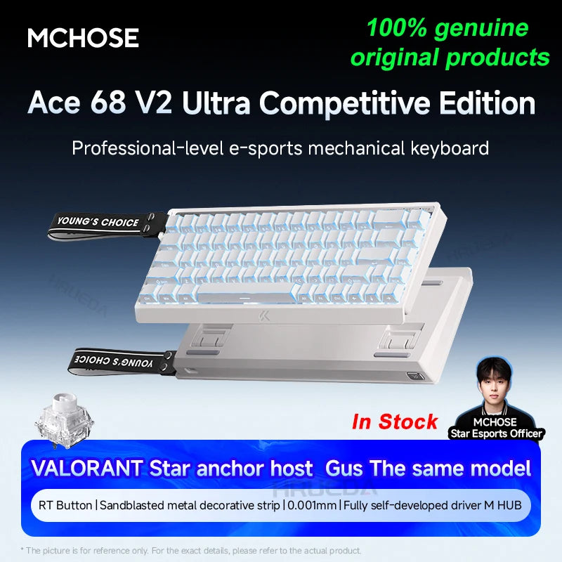 MCHOSE ACE 60 Pro ACE68 V2 Customized Magnetic Axis Gaming Mechanical Keyboard Wired Hot Swap 0.08ms 0.001mmRT 8KHz 256K SOCD/RS