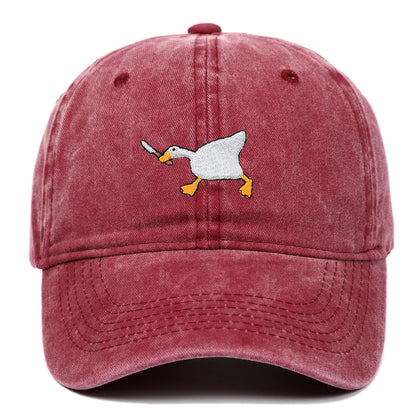 Embroidered baseball cap with goose pattern for men and women, casual and fashionable city style duckbill cap