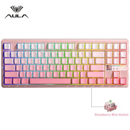 AULA F87 Pro V2 E-Sports Mechanical Keyboard 2.4g/Usb/Bluetooth Hot-Swap RGB Long Battery Life Custom Gasket 5 Layer PC Gaming
