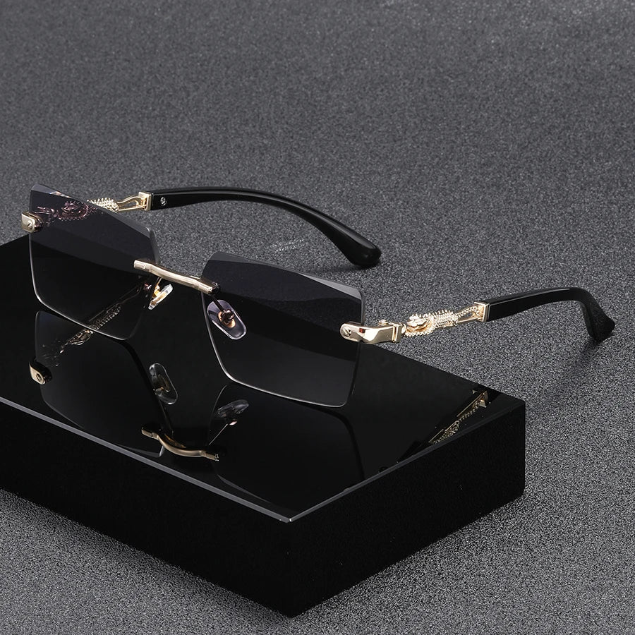 Men's and women's frameless personalized trend fashion glasses suitable for parties, gatherings, and holiday gifts