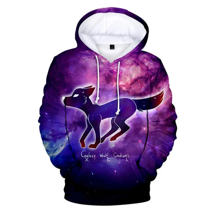 Cool Space Galaxy Wolf Hoodie Hoodies Men Bright Wolf Fashion Handsome Wolf Hoddies Spring Autumn Pullovers Sweatshirts Sweat