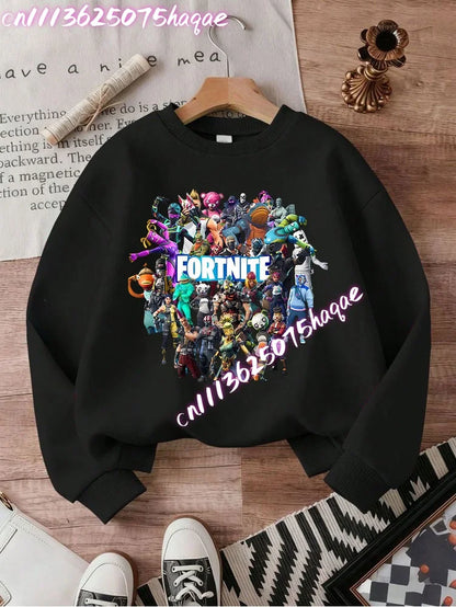 Fortnites Series Kids Sweatshirts Trendy Boys Girl Long Sleeves Pullover Tops Autumn Winter Cartoon Child Clothes Birthday Gifts