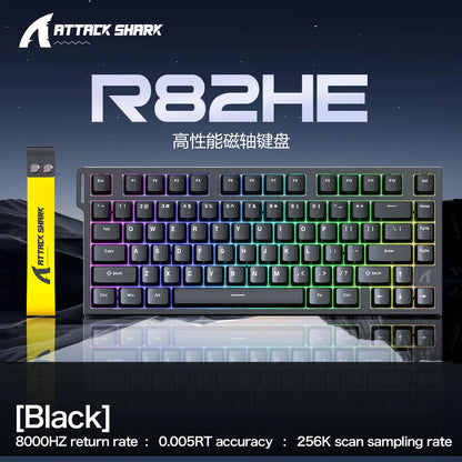 ATTACK SHARK R82 HE kabelgebundene magnetische 75%-Gaming-Tastatur mit RGB, 8000Hz, Rapid Trigger und 0.005mm Auslösung
