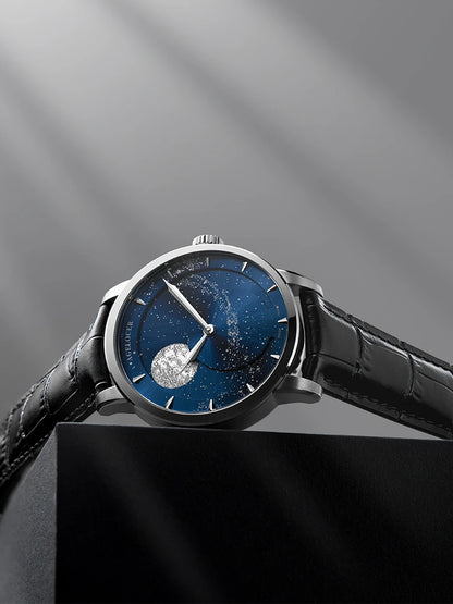AGELOCER Original Astronomer Watch Men's Business Luxury Gold Watch Automatic Mechanical Moon Phase Watch Birthday Gift for Men