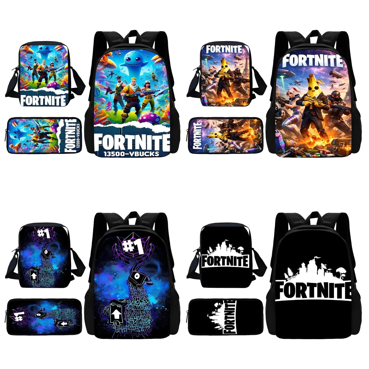 New Game FortniteS Child School Backpack With Shoulder Bag Pencil Bags School Bags for Boys Girls Best Gift