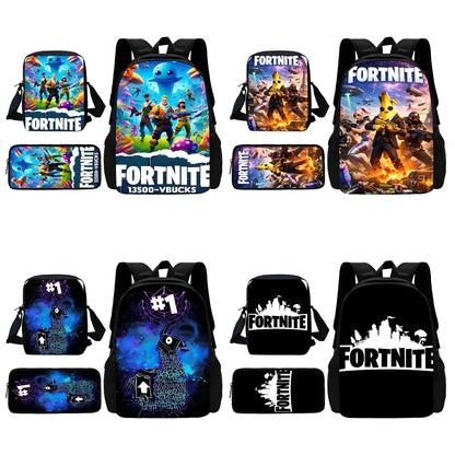 New Game FortniteS Child School Backpack With Shoulder Bag Pencil Bags School Bags for Boys Girls Best Gift