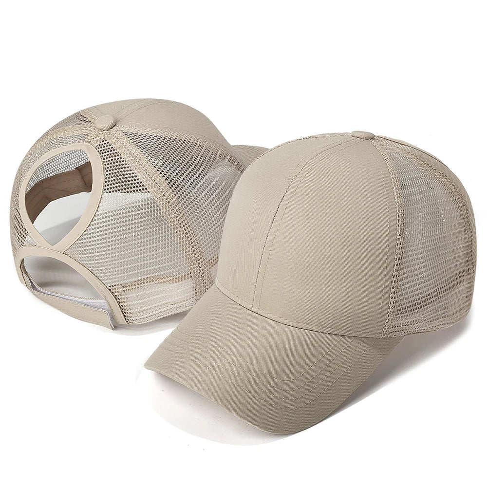 New Mesh Baseball Caps High Ponytail Snapback Cap Hollow Back UV Protection Sun Hat Casual Messy Hair Bun Ponytail Baseball Caps
