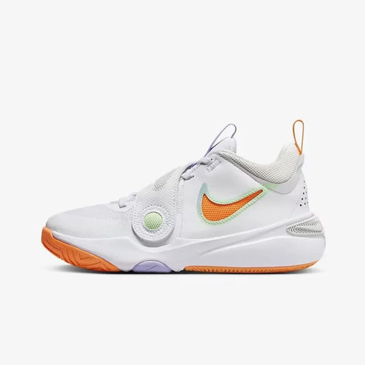 Nike Cushioning and Wear-Resistant Training Women's Basketball Shoes, New Team Hustle D 11 Comfortable Outdoor Mid-Top Basketball Shoes, Stylish and Versatile Patchwork White Casual Basketball Shoes, a Must-Have for the Court