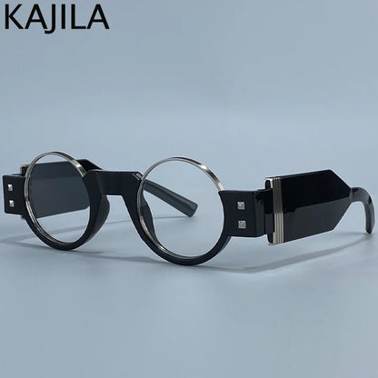 Y2K Punk Gothic Round Sunglasses Men 2026 Luxury Brand Steampunk Wide Temple Thick Frame Sun Glasses For Male Retro Cool Shades