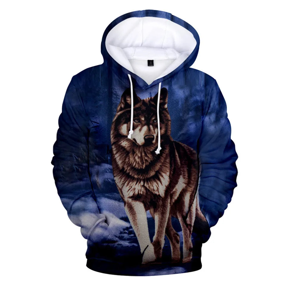 Cool Space Galaxy Wolf Hoodie Hoodies Men Bright Wolf Fashion Handsome Wolf Hoddies Spring Autumn Pullovers Sweatshirts Sweat