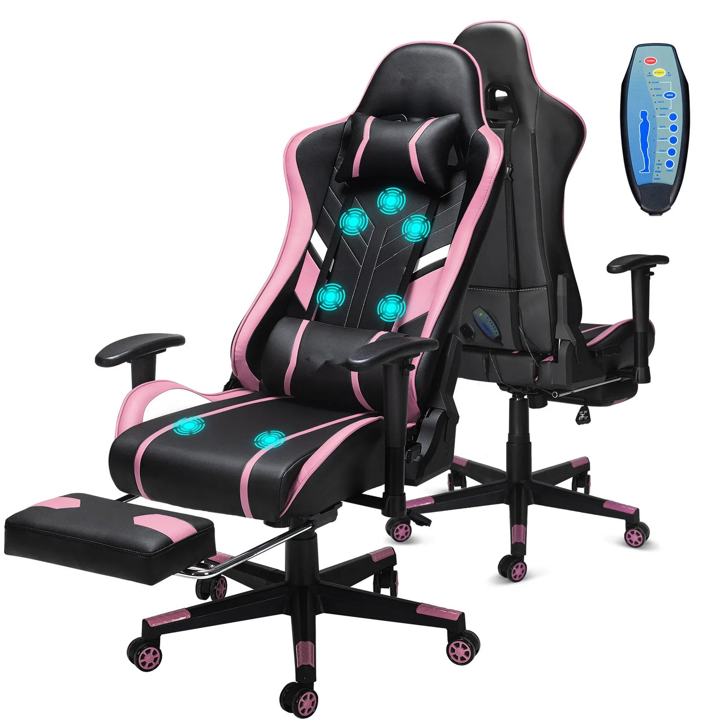 GC-RC03 Massage Gaming Chair 7-Point Adjustable Seat Height Ergonomic Office Chair with Footrest and Lumbar for Home Office