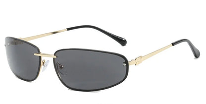 Oval Frameless Y2K Luxury Sunglasses Brand Design High-end Styling Punk Sunglasses Outdoor Retro Personality Sunglasses Women