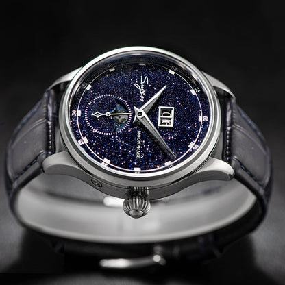 Sugess 2022 Luxury Man Watch Moonphase Blue GoldStone Dial Tianjin 2528 Movement Stainless Steel Starry Sky Limited Edition V3