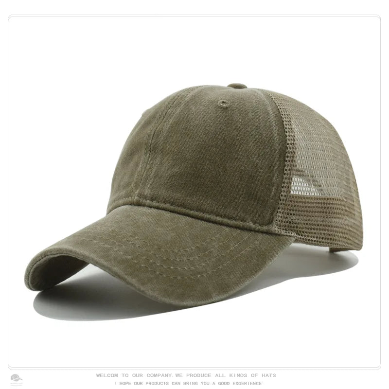 Custom Logo Blank Baseball Cap For Men Summer Breathable Mesh Hat Women Vintage Washed Distressed Trucker Sun Hats