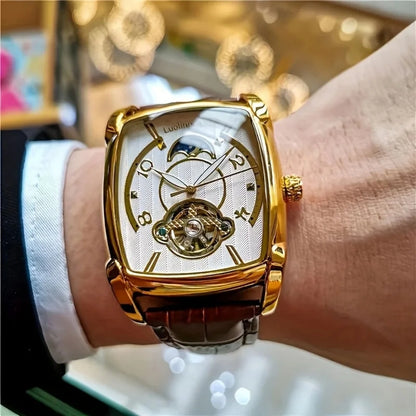 [Montre mécanique à tourbillon de luxe] Montre mécanique à tourbillon de luxe légère pour homme – Modèle haut de gamme entièrement automatique, style « squelette » tendance, idéal pour une tenue professionnelle o