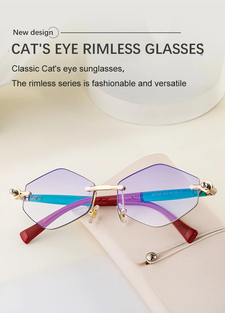 Rimless Polygon Sunglasses Women 2026 Luxury Brand Fashion Retro Sun Glasses Punk Hexagon Eyewear For Lady UV400 Outdoor Shades