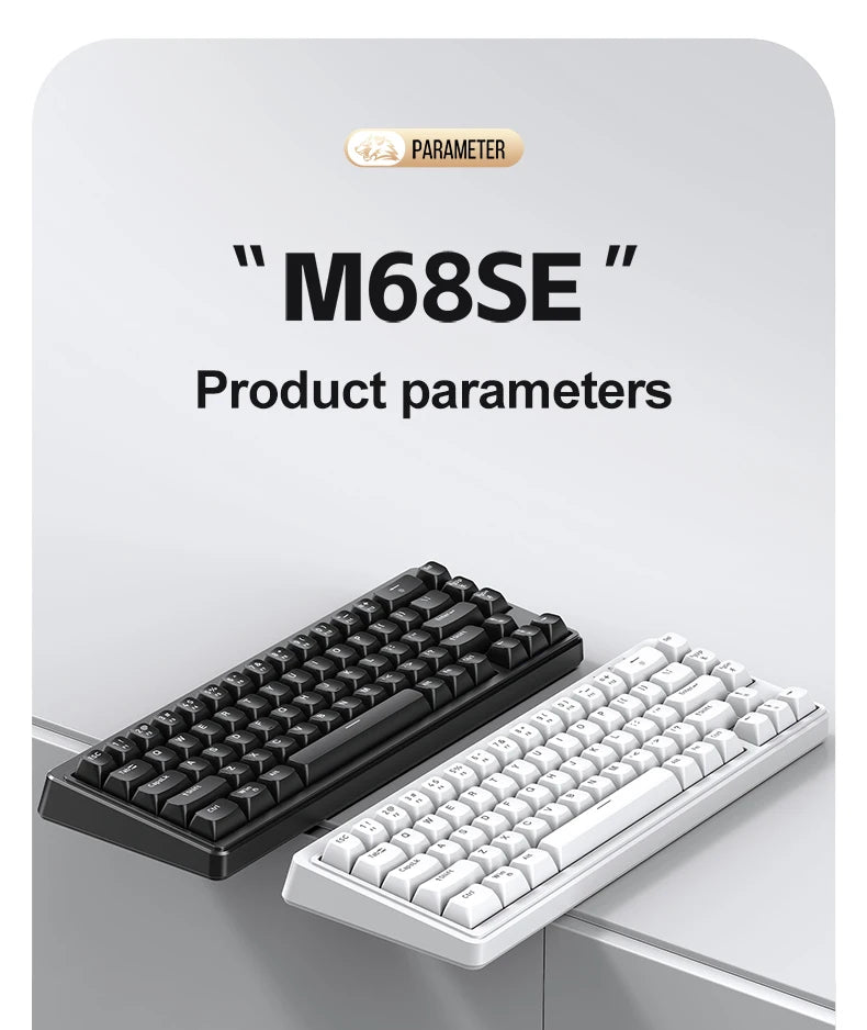 FREEWOLF M68SE 68 Key Mini Wired Keyboard RGB Backlit Type-C 68% layout Compact Gaming Office PC Laptop