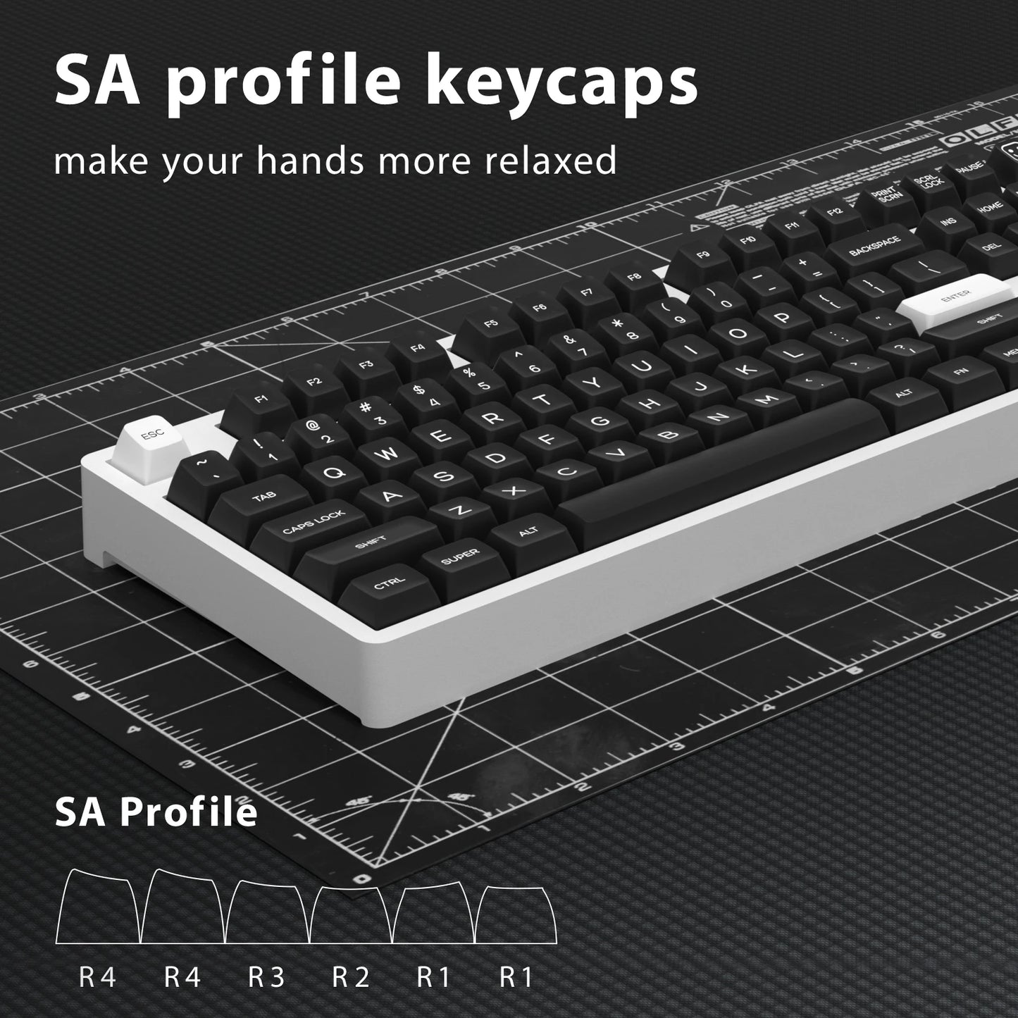 KBDiy 161 Keys/Set PBT SA Profile GMK Keycaps for Mechanical Keyboard Black And White Double Shot Keycap Custom ISO for K500