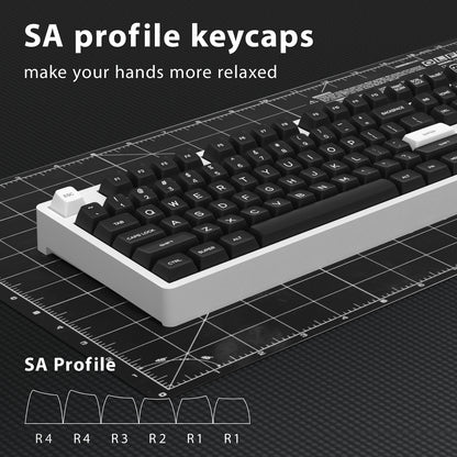 KBDiy 161 Keys/Set PBT SA Profile GMK Keycaps for Mechanical Keyboard Black And White Double Shot Keycap Custom ISO for K500