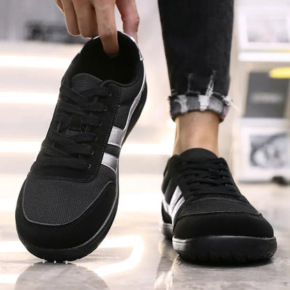 Herresneakers med bred tåboks, barfodssko, minimalistiske, åndbare og komfortable udendørs gåsko, sporty casual blå sko 2025