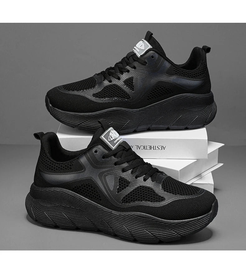 Fashion Platform Men's Running Shoes Trendy Casual Knit Breathable Orange Sneakers Men Outdoor Sports Non-slip Jogging Shoes Man