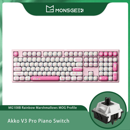 Akko MonsGeek MG108B Bun Wonderland Wireless Mechanical Keyboard MOG Profile RGB 108 Keys Full Size Hot Swap USB / 2.4G / BT 5.0