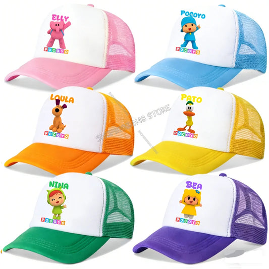 Pocoyos Pattern Baseball Cap for Kids Adult Cartoon Peaked Hat Kawaii Boys Girls Anime Summer Hats Fashion Kids Accessories Gift