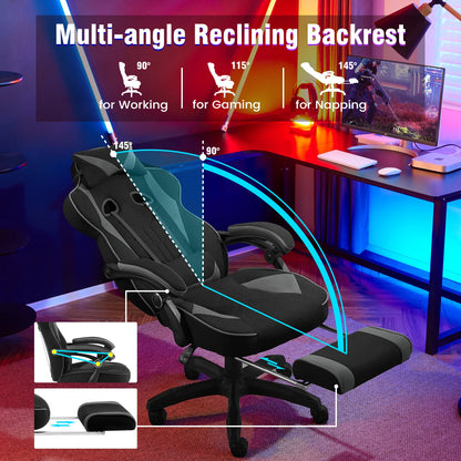 WOLTU Ergonomic Gamer Computer Chair Executive Office Chair Breathable Gaming Chair with Lumbar Cushion Headrest Footrest