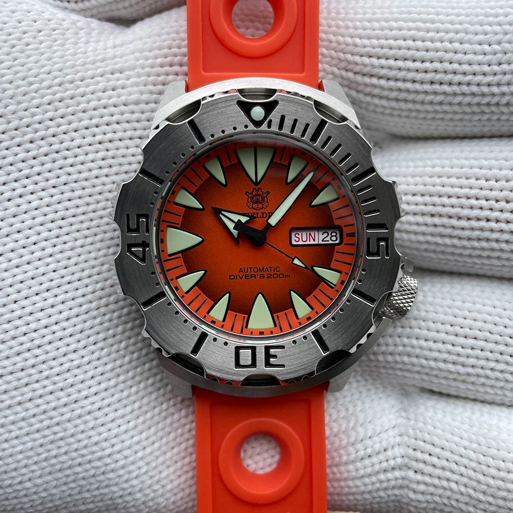 STEELDIVE SD1984 Monster Steel Strap Mechanical Watch NH36 Movt Sapphire Crystal 200M Waterproof Swiss Super Luminous Wristwatch