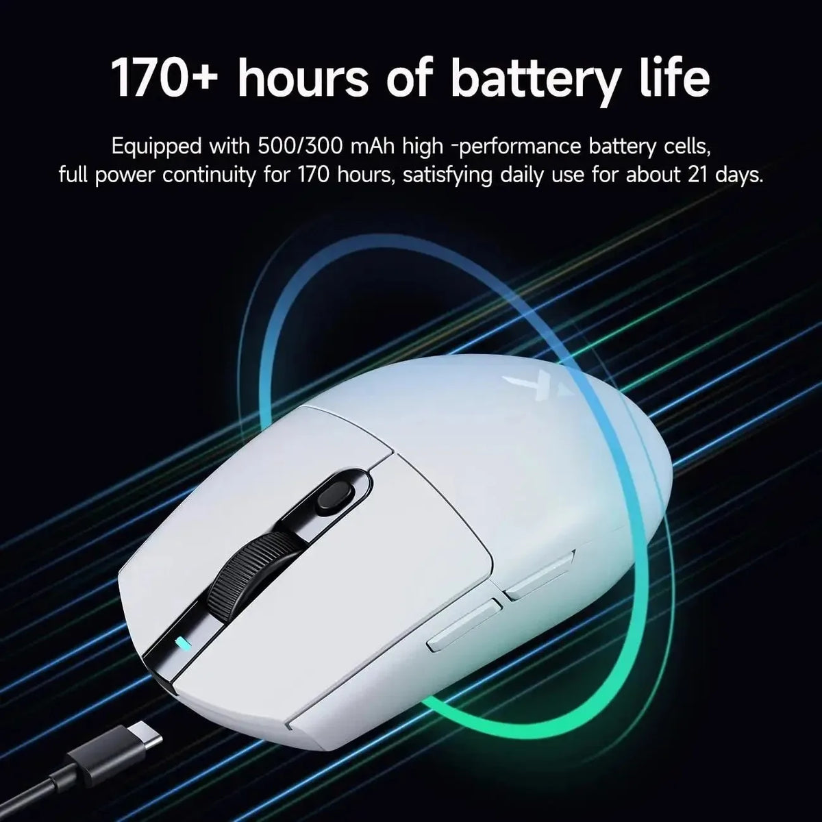 MCHOSE G3 Ultra Wireless Gaming Mouse Tri-Mode PAW3395 26000 DPI, 8K Polling Rate, 64g Ultra-Lightweight Wireless Gaming Mouse for PC, Laptop & Office