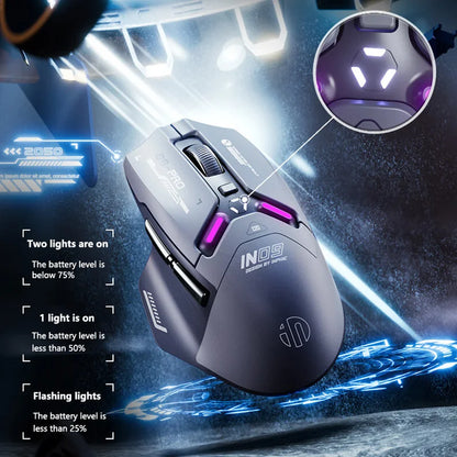 Inphic IN9PRO Wireless Gaming Mouse 26000 DPI Tri-Mode RGB Gaming Mouse, PAW3395 Sensor, Bluetooth 5.0, 2.4G & Wired, 8K Polling Rate Compatible