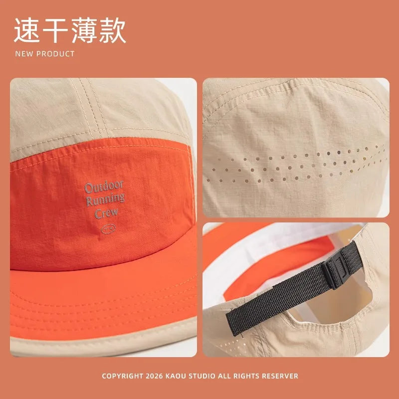 Outdoor Camping Sunscreen Quick-drying Color Matching Baseball Caps Women Summer Light and Breathable Retro 5-panel Men's Hat