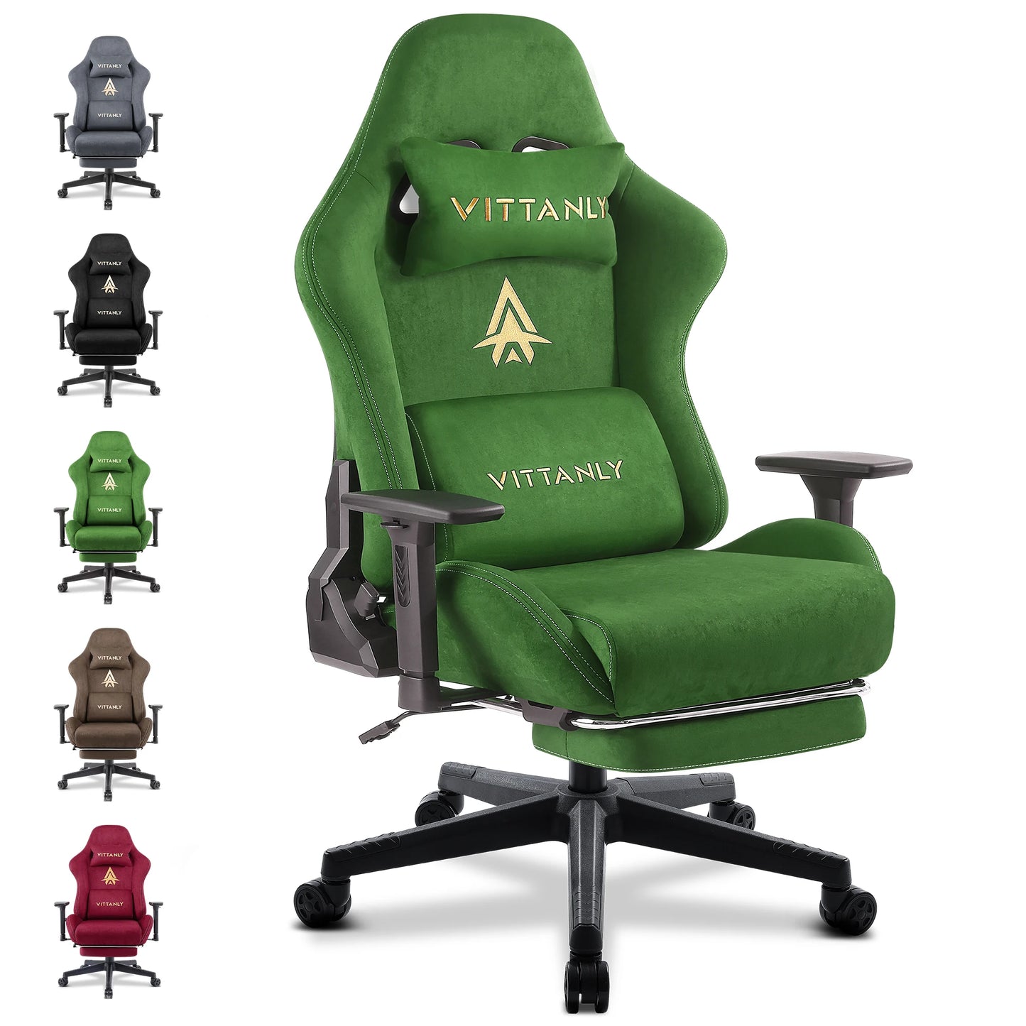 HAPIHAPPY Fashion Gaming Chair Genuine Leather Computer Office Chair with Footrest, Pocket Spring Cushion, Linkage Armrests, Ergonomic Game Chair