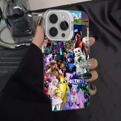 Funda para teléfono F-fornite Game de 1 pieza, carcasa IMD color plata para iPhone 16 15 14 13 12 11 Pro Max Plus