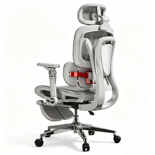 Chaise de bureau ergonomique, chaise de jeu pour ordinateur avec base en alliage d'aluminium